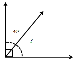 Right angle with an unknown angle and one angle measuring 40 degrees